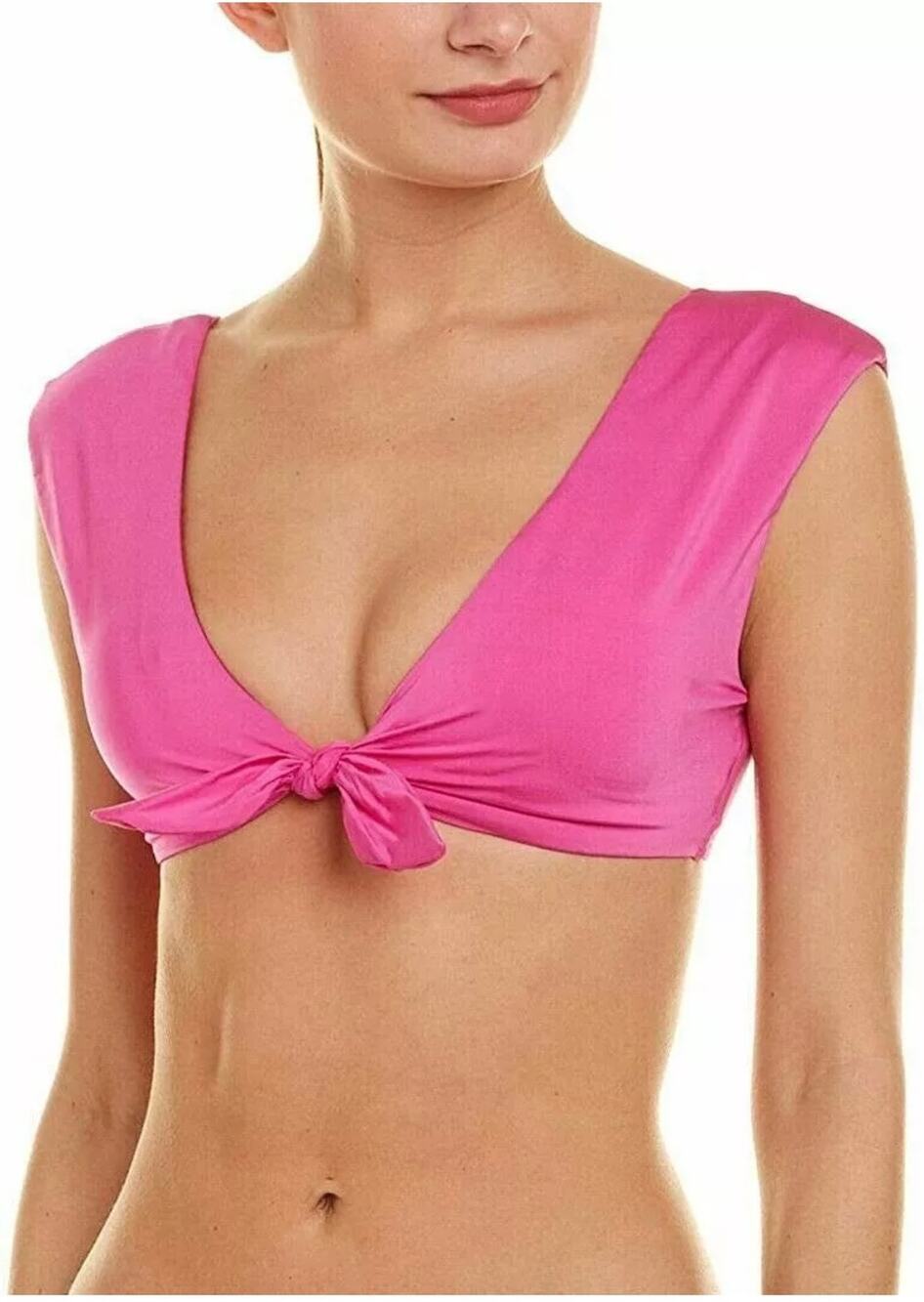 Trina Turk Getaway Pink Two Piece Bikini Set Cap Sleeve Tie Front Size 6